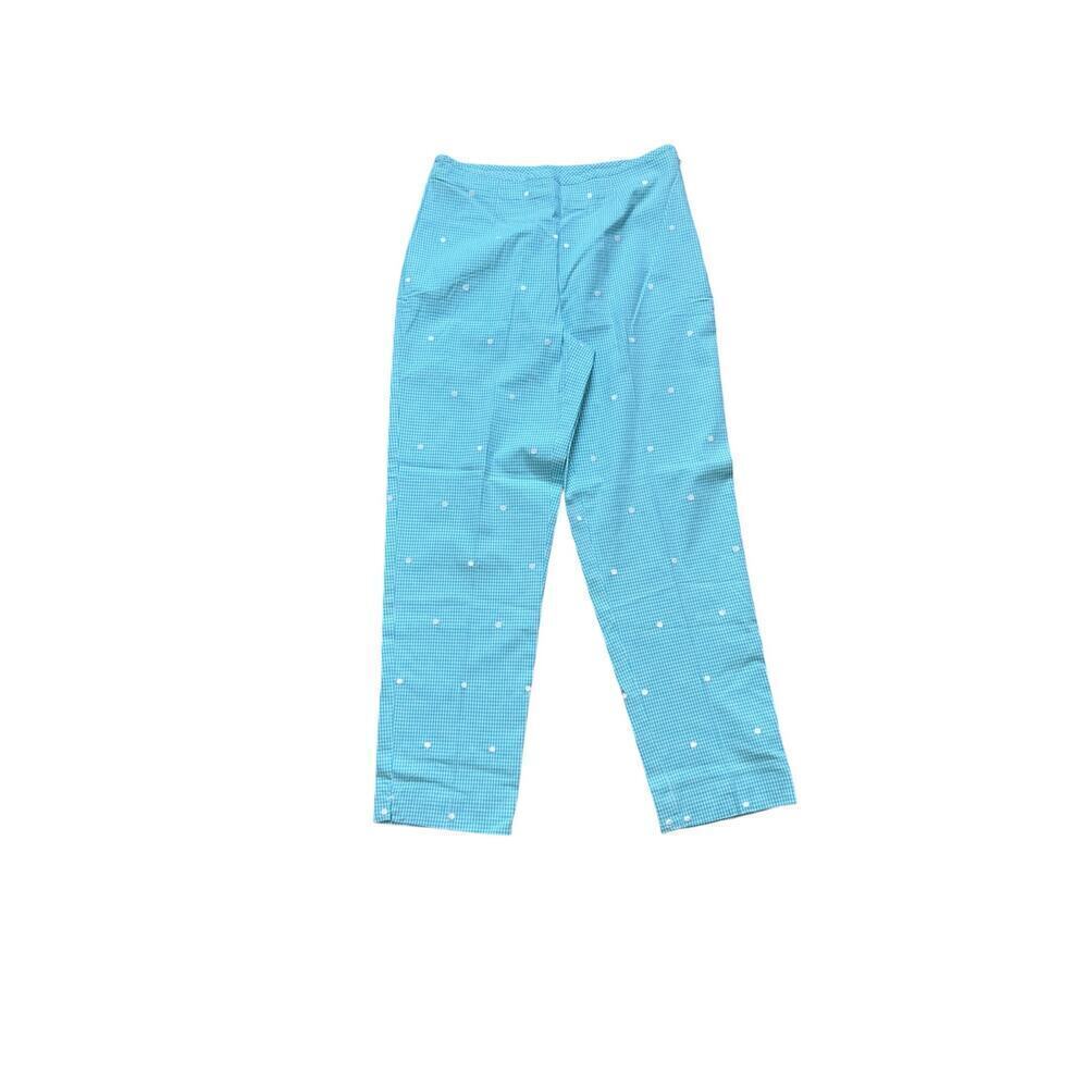 Christopher & Banks Blue Gingham Polka Dot Ankle Pants Womens 4 Stretch Cropped